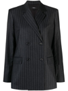 Theory Slim Double-breasted Suiting Flannel Blazer In Gray