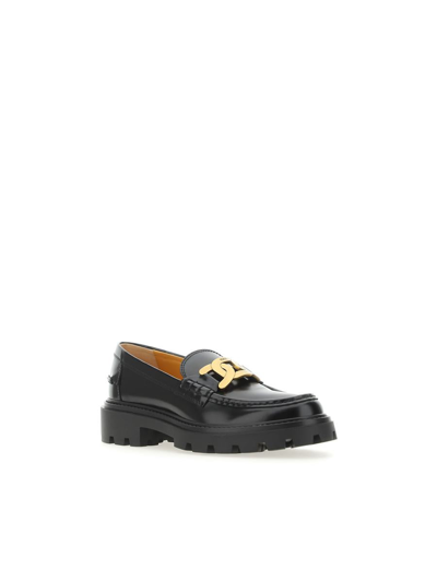 Tod's Chain Loafers Flat Shoes Black