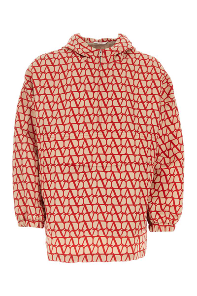 Valentino Toile Iconographe Hoodie Jacket In Red