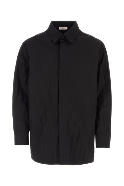 Valentino Pleated Concealed Fastened Shirt In Black