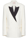 Valentino Colour-block Double-breasted Blazer In White