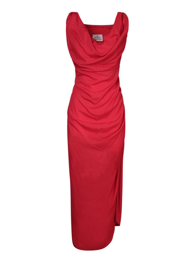 Vivienne Westwood Ginnie Frilled Crepe Midi Dress In Red