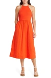 Boden Rib Cotton Halter Neck Dress In Blood Orange