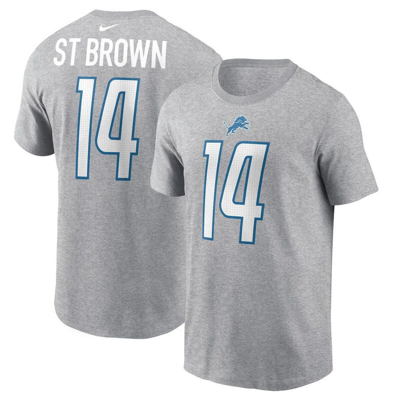 Nike Men's  Amon-ra St. Brown Gray Detroit Lions Player Name And Number T-shirt