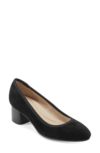 Earth Women's Rellia Slip-on Almond Toe Dress Ballet Pumps In Black Suede