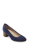 Earth Women's Rellia Slip-on Almond Toe Dress Ballet Pumps In Dark Blue Suede