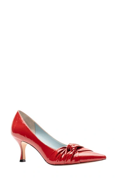 Frances Valentine The Knot Kitten Heel Water Repellent Pointed Toe Leather Pump In Cranberry