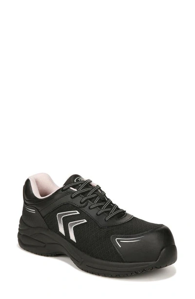 Dr. Scholl's Blaze Composite Toe Sneaker In Black Leather,fabric,faux Leather