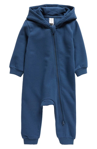 Nordstrom Babies' Hooded Fleece Romper In Navy Denim