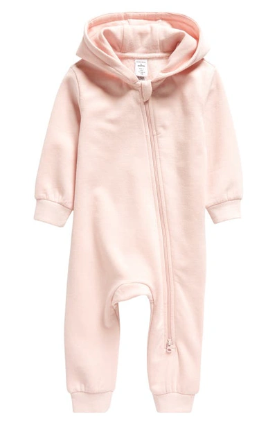 Nordstrom Babies' Hooded Fleece Romper In Pink Lotus