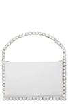 Nina Crystal Frame Top Handle Bag In New Silver