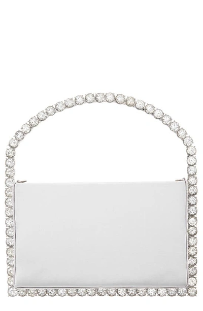 Nina Crystal Frame Top Handle Bag In New Silver