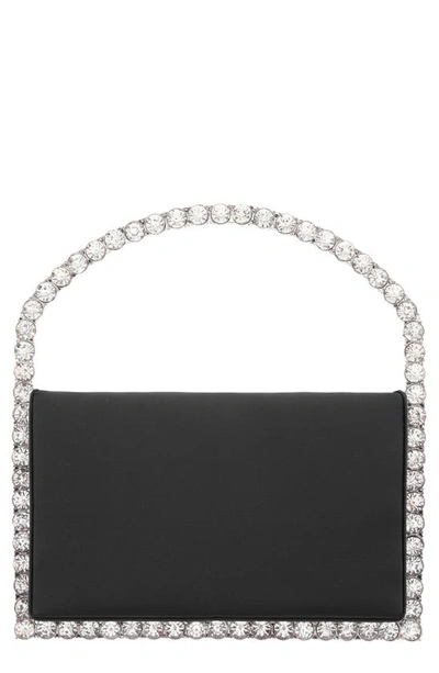 Nina Crystal Frame Top Handle Bag In Black