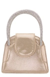 Nina Embellished Flap Satchel In Gold Taupe