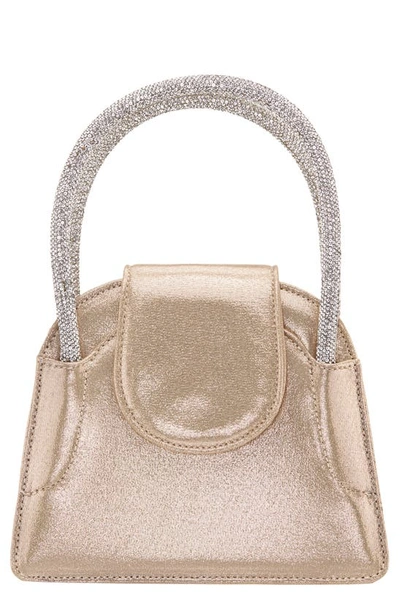 Nina Embellished Flap Satchel In Gold Taupe