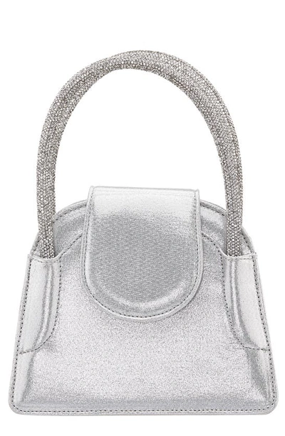 Nina Embellished Flap Satchel In True Silver