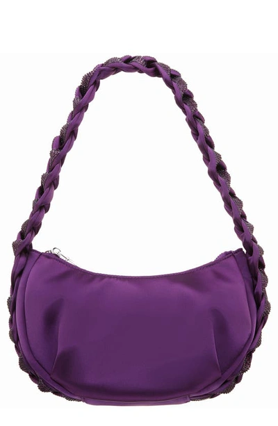 Nina Braided Detail Hobo Bag In Eggplant