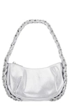 Nina Braided Detail Hobo Bag In True Silver