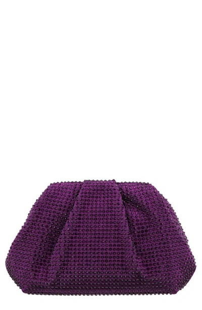 Nina Crystal Frame Satchel In Eggplant