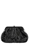 Nina June Sequin Frame Clutch In Black