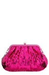 Nina June Sequin Frame Clutch In Fuchsia