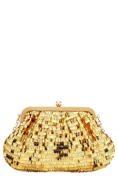 Nina June Sequin Frame Clutch In Gold