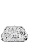 Nina June Sequin Frame Clutch In Silver