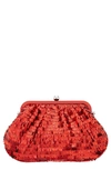 Nina June Sequin Frame Clutch In Red