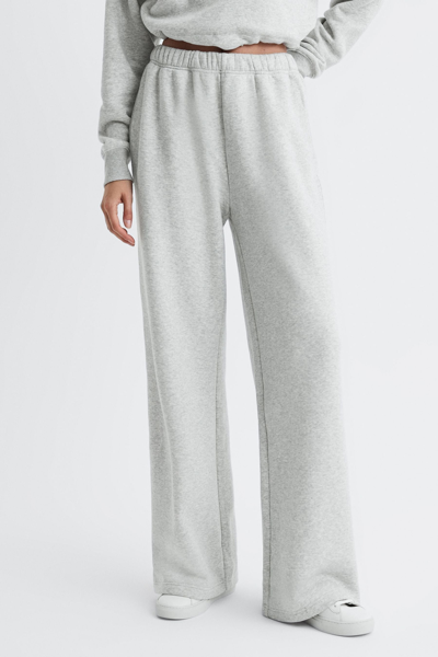 Good American Cotton Blend Wide Leg Joggers In Grey