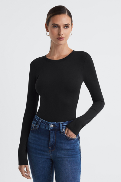 Good American Womens Turtleneck Rouched Bodysuit In Black