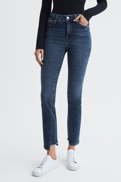 Good American High Rise Distressed Skinny Fit Jeans In Indigo