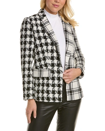 Central Park West Houndstooth Tweed Blazer In Black/white