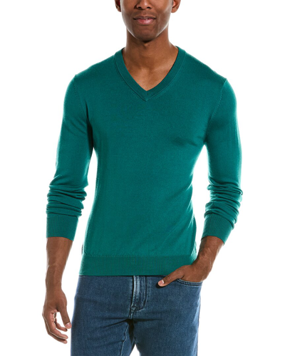 Quincy Wool V-neck Sweater In Green