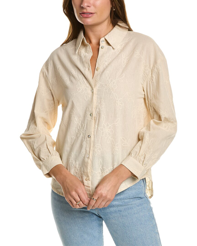 Lyra & Co Embroidered Blouse In Beige