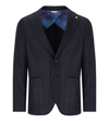 Manuel Ritz Blue Tartan Single Breasted Jacket In Blue