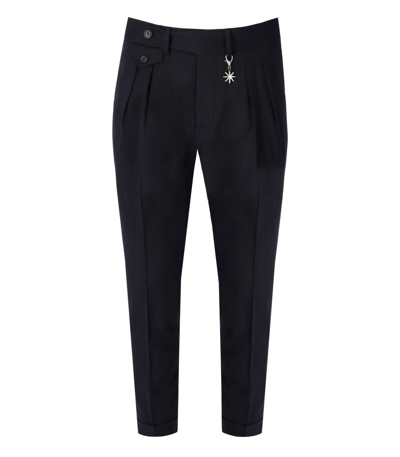 Manuel Ritz Blue Wool Baggy Fit Trousers