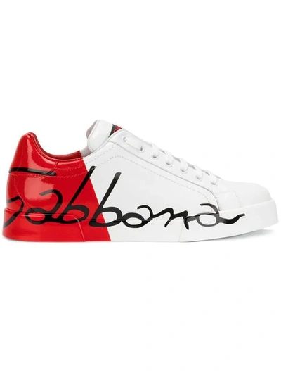 Dolce & Gabbana 皮质与漆皮portofino运动鞋 In Red