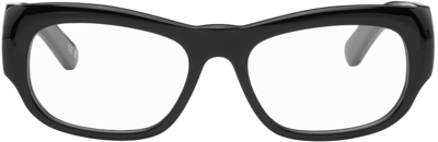 Balenciaga Black Oval Glasses In Black-black-transpar
