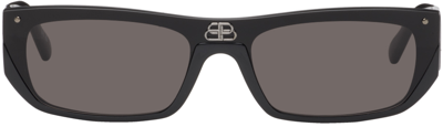 Balenciaga Black Shield Sunglasses In Black-black-grey