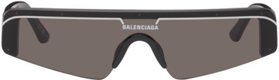 Balenciaga Black Shield Sunglasses In Black-black-grey