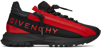 Givenchy Men's Spectre Side-zip Logo Runner Sneakers In Black Red