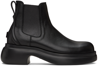 Wooyoungmi Black Logo Plaque Chelsea Boots In Black (628b)