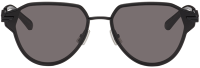 Bottega Veneta Black Glaze Sunglasses In Black-black-grey