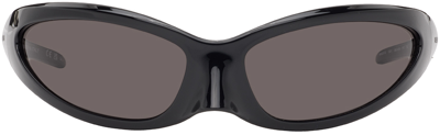 Balenciaga Black Skin Cat Sunglasses In Blac/white/blac/fye