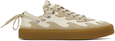 Bluemarble Wavy Applique Sneakers In Beige Leather