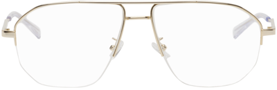 Bottega Veneta Gold Aviator Glasses In Gold-gold-transparen