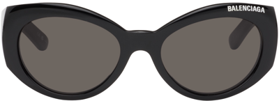 Balenciaga Black Round Sunglasses In Black-black-grey