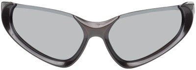 Balenciaga Silver Wraparound Sunglasses In Silver-silver-silver