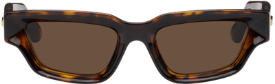 Bottega Veneta Tortoiseshell Sharp Sunglasses In Havana-havana-brown