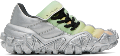 Acne Studios Silver Chunky Sole Trainers In Aey Grey/green